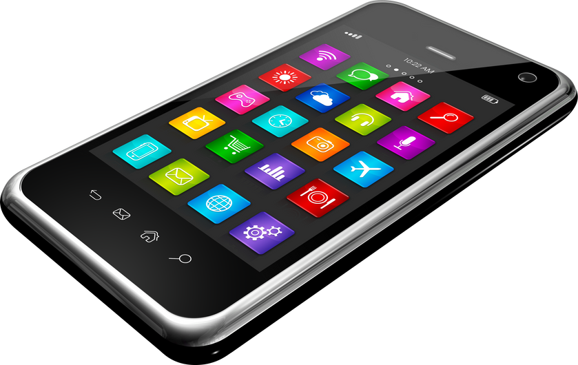 Mobile Phone with Apps Icons Interface